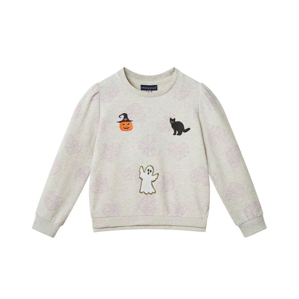 Andy & Evan Girls  Spider Web Printed Sweatshirt, Beige